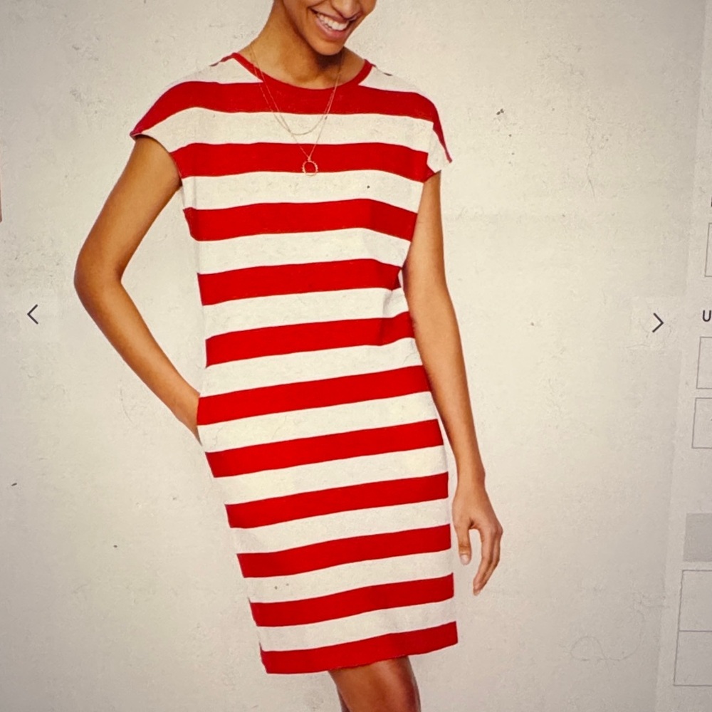 Boden Red and White Striped Dress